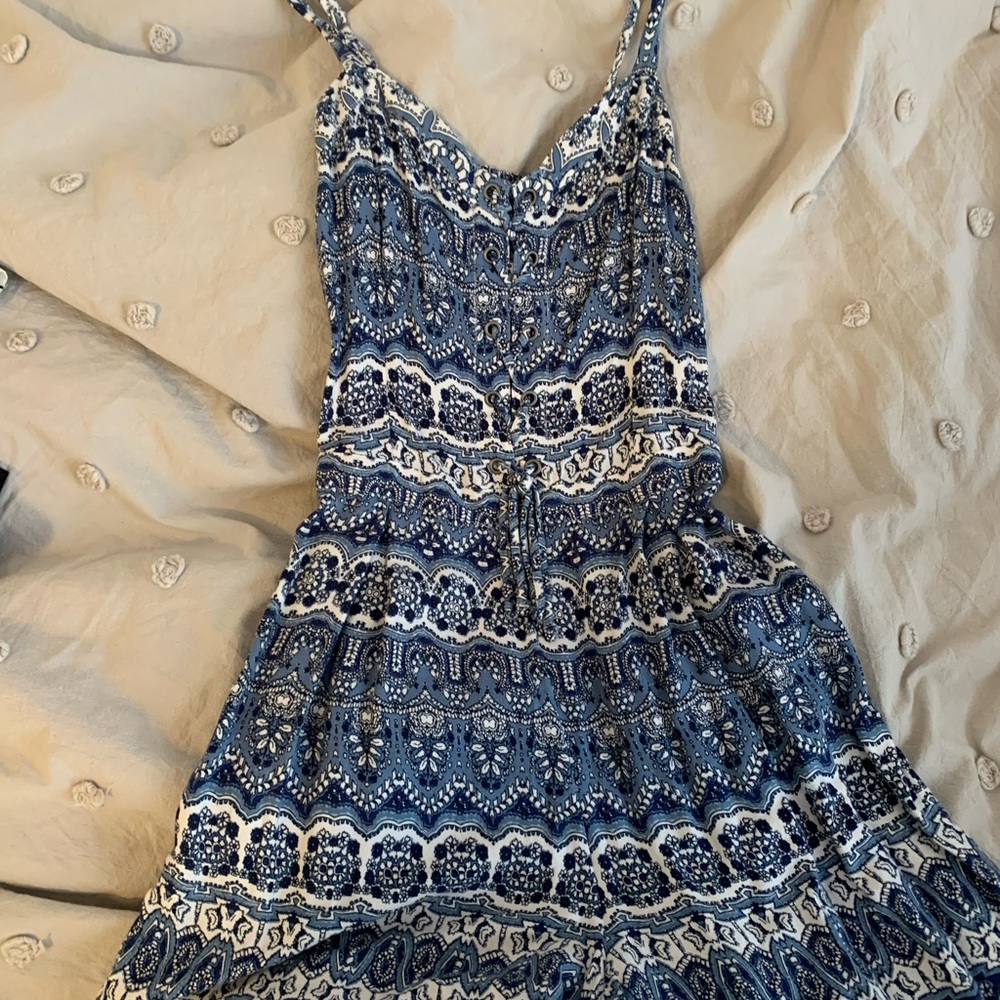 Blue and white romper